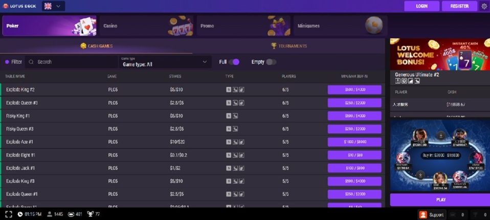 Las Mejores Salas de Póker Online en España - Lotus Deck